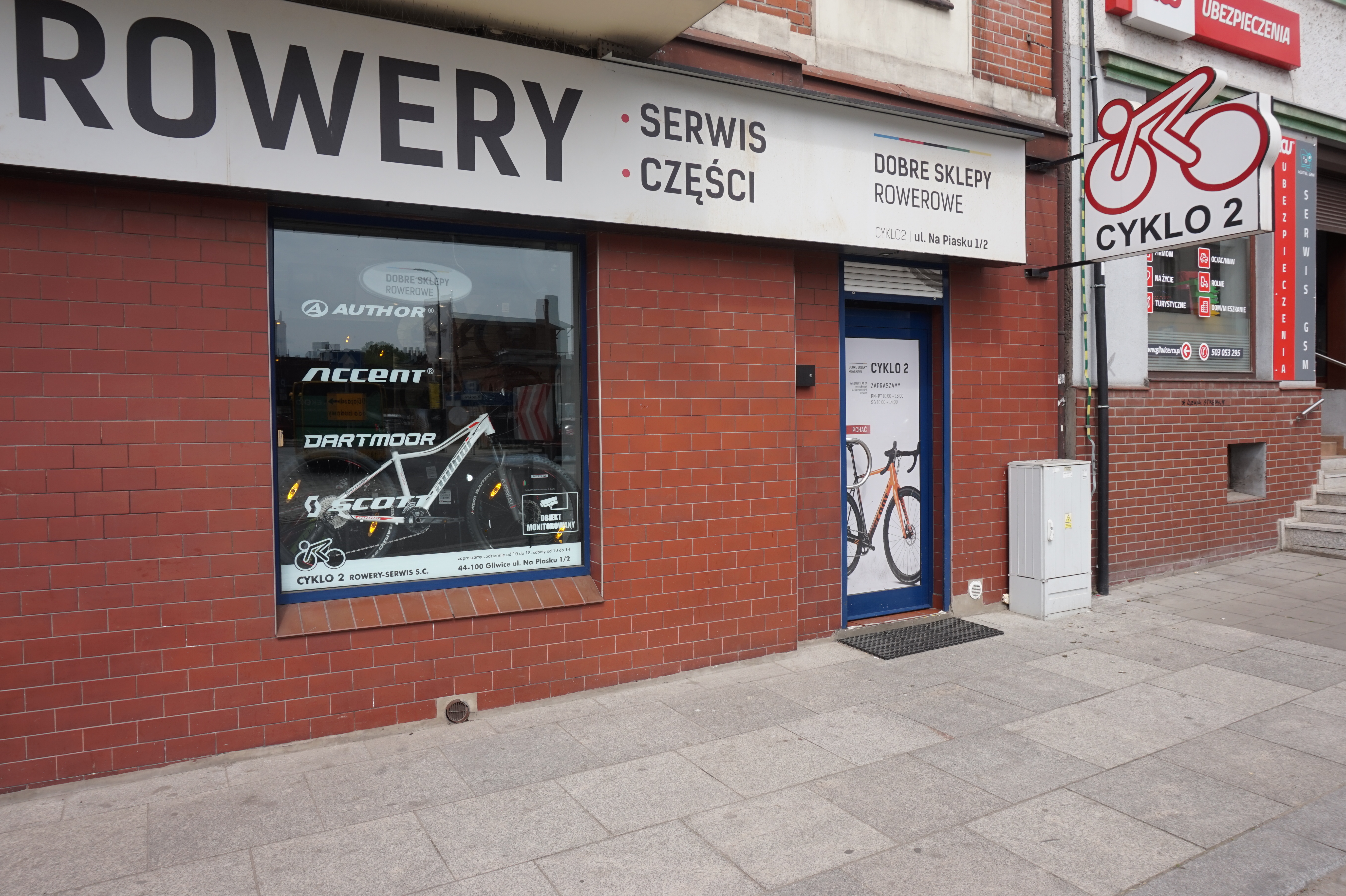 Witryna sklepu Cyklo2 przy ul. Na piasku